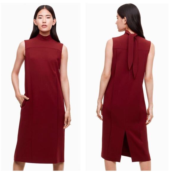 ARITZIA BABATON -NWT- Beaux Tie Neck Red Dress | 8 - Picture 1 of 11
